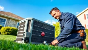 HVAC repair Mt Kisco technician inspecting an air conditioning unit meticulously.
