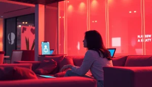Interactive nsfw ai chatbot experience in a cozy lounge setting
