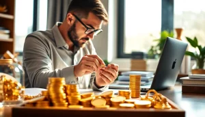 Goldankauf Kerpen - Professionelle Bewertung von Goldgegenständen in einem modernen Büro.