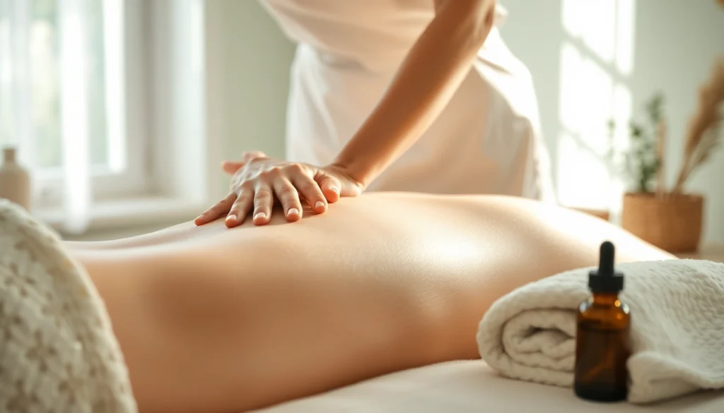 평온한 가정 환경에서 진행되는 출장마사지 세션, 마사지사의 손이 움직이는 모습.