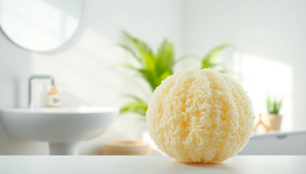 Learn how to clean a loofah effectively in a bright bathroom setting.