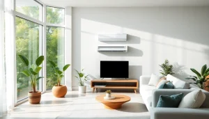 Refreshing home cooling solutions enhancing comfort in a bright living space.