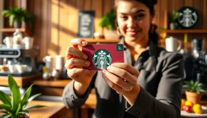 스타벅스 기프티콘을 준비하는 바리스타의 손과 따뜻한 카페 분위기