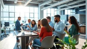 Team collaboration at 1cplatform showcasing a modern workspace and technology solutions.