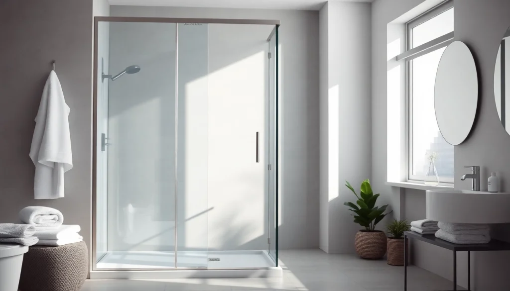 Duschkabine 90x90 in einem modernen Badezimmer mit eleganten Details und natürlichem Licht.