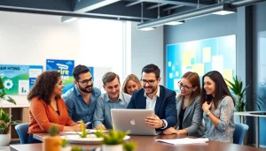 Dynamic team working at their Marketing Agency, fostering collaboration and creativity.