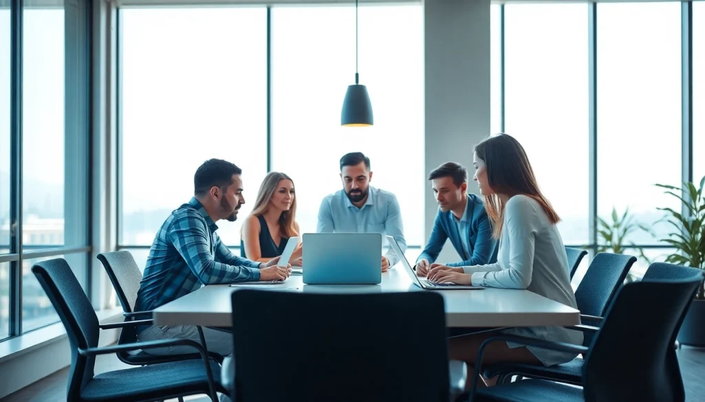 zirvegrupbilgisayar ekibi işbirliği yaparken modern bir ofis ortamında.