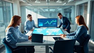 Besprechung in einer modernen Arbeitsumgebung mit einem Team der GEO Agentur.