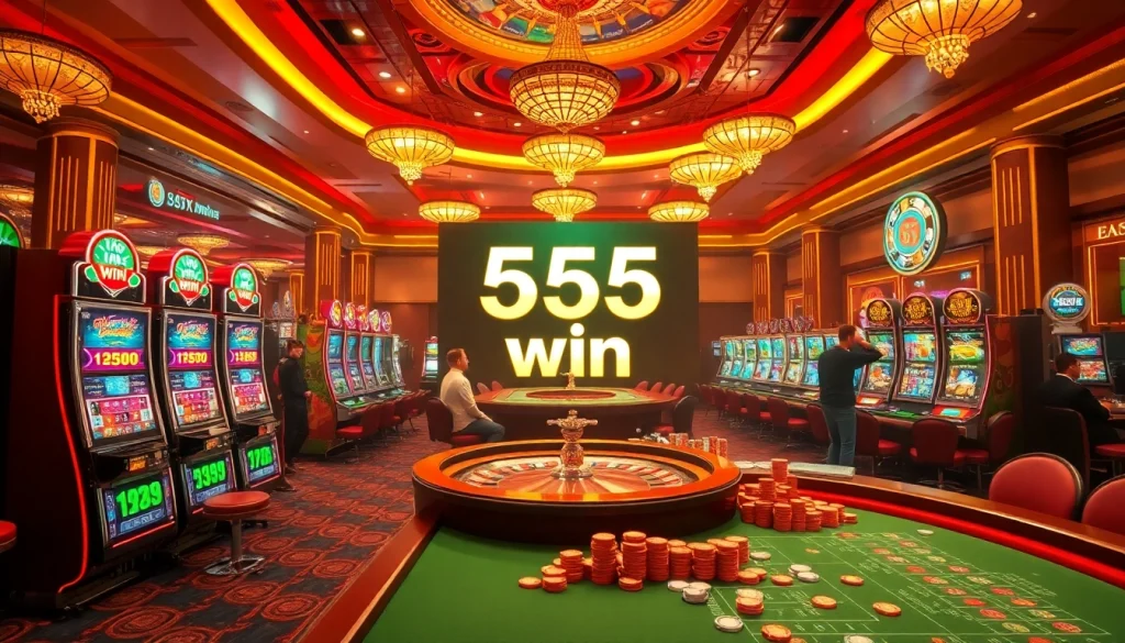 Experience the excitement of a 555 win at a luxurious casino with dynamic gaming layouts.