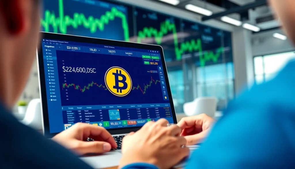 Acheter bitcoin en ligne avec démonstration sur un écran d'ordinateur portatif.