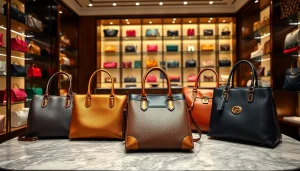 명품 이미테이션 가방을 정교하게 배치한 고급스러운 부티크 내부 모습