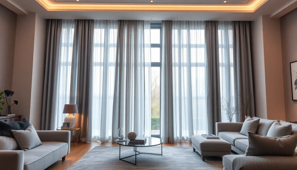Verduisterende gordijnen creëren een stijlvolle en comfortabele sfeer in de woonkamer.