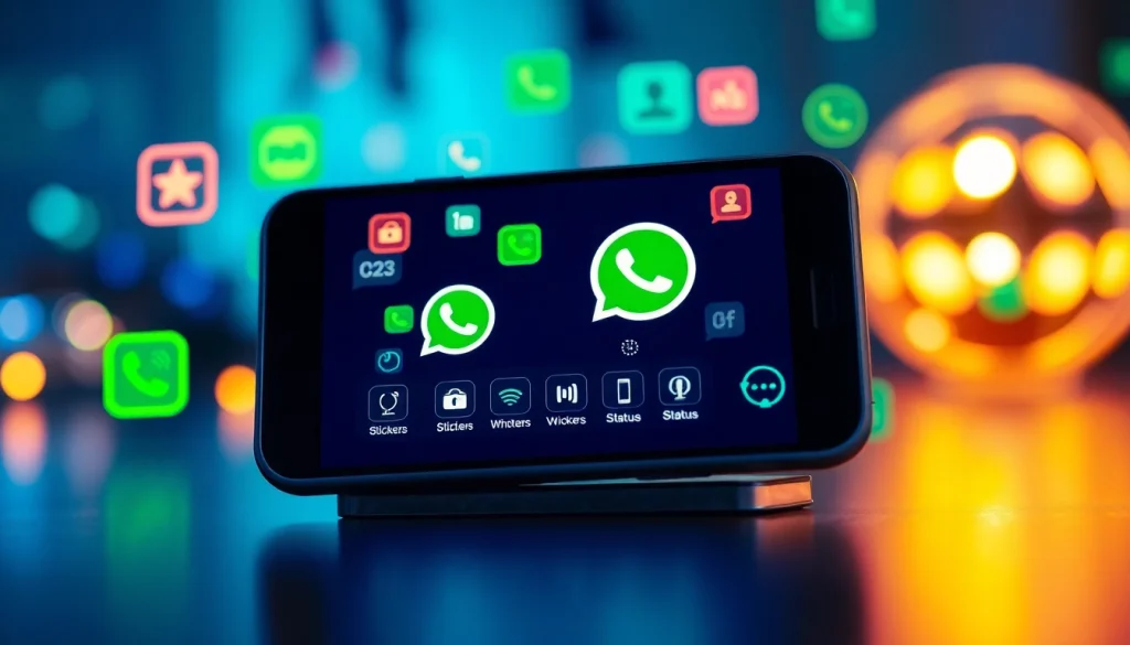 FM WhatsApp interface showcased on a smartphone, highlighting advanced messaging features.