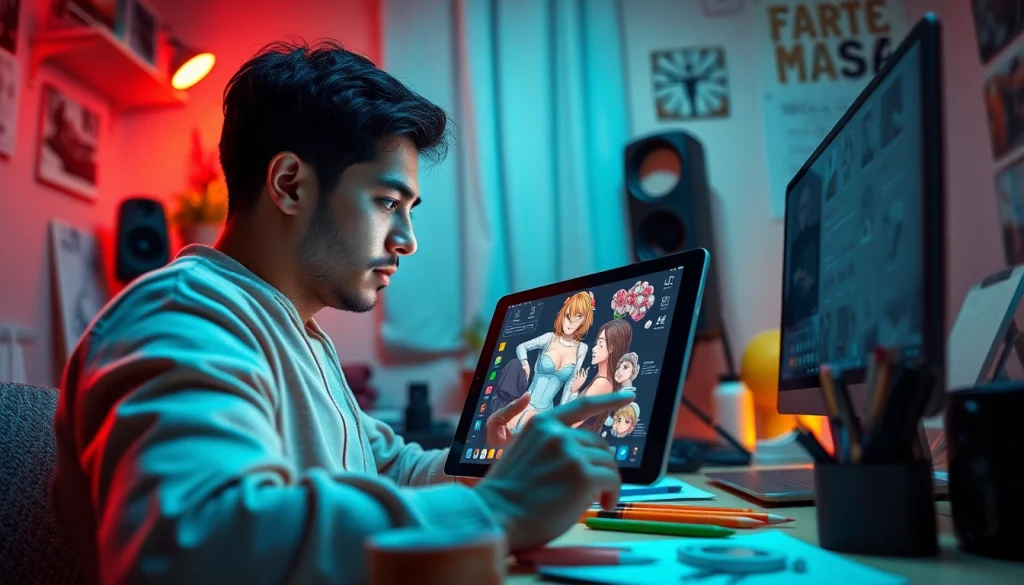 NSFW AI art generation scene showcasing digital creativity and immersive tools