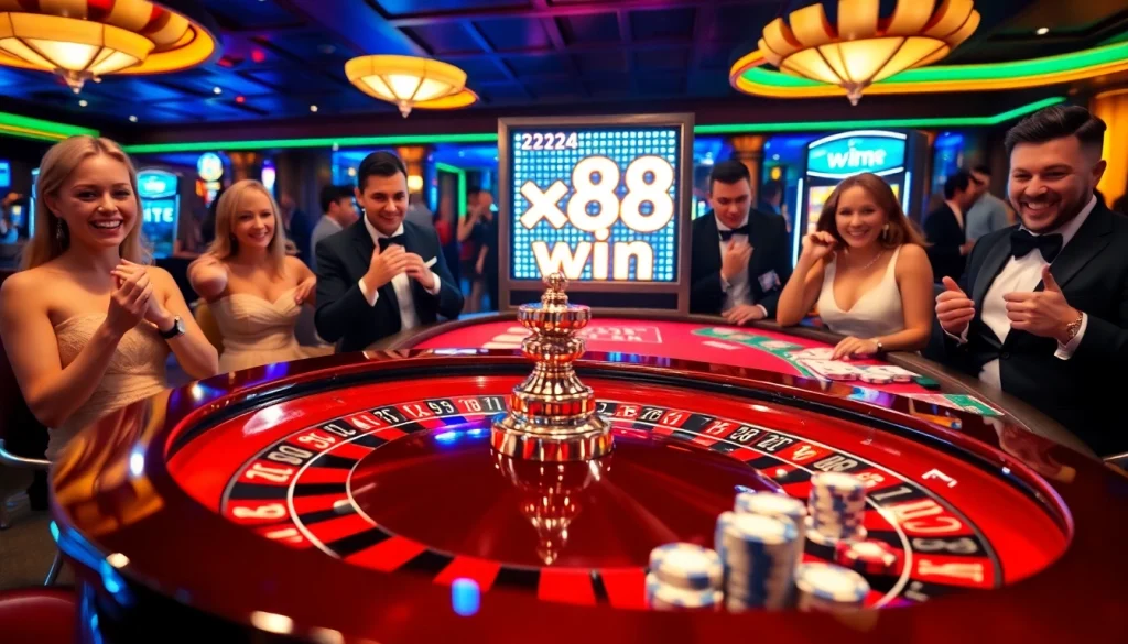 Experience the excitement of xx88 win at a vibrant casino table filled with chips and roulette.