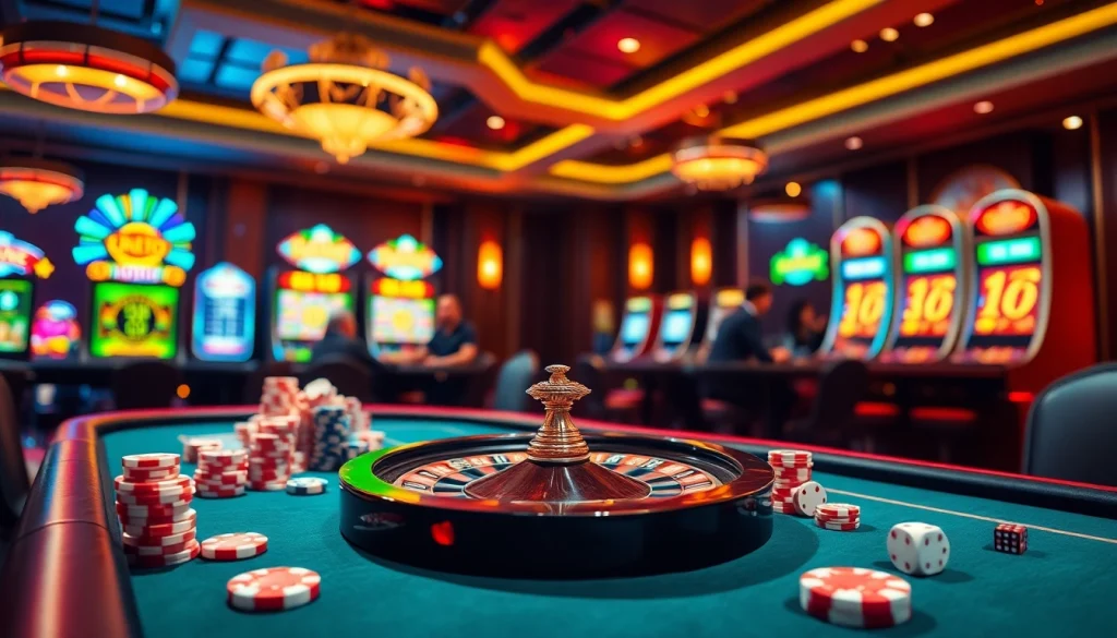 Enjoy the thrill of 68 game bài with players gambling at an elegant casino table.