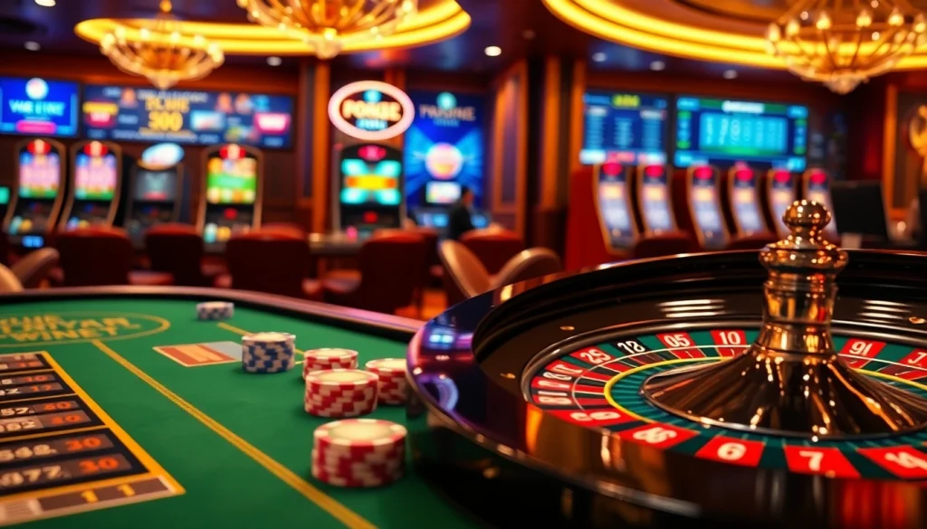 Exciting gambling scene showcasing https://tobet88bet.com/ with vibrant online casino elements and poker action.