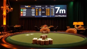 The website 7m enhances the casino experience with a high-stakes poker table and live betting updates.