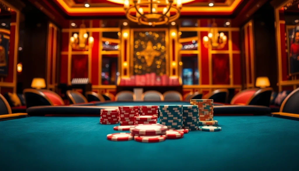 Pinco Casino xususi teklifer təqdim edən müasir kazino mühiti, lüks oyun masaları və parlaq işıqlar ilə zənginləşdirilmiş.