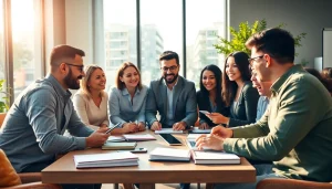 Brightet team collaborating creatively in a modern office space.