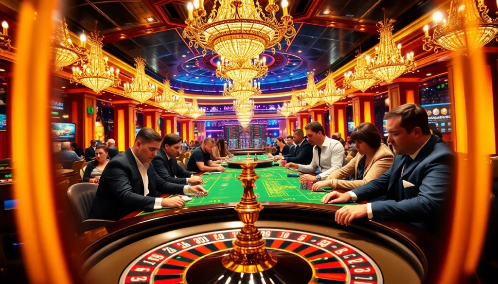 Experience the thrill of winning at Luckywin with glamorous poker tables and vibrant atmosphere.