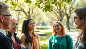 Engaging scene promoting mental health awareness through supportive conversations among diverse individuals.