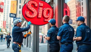 Engaging signage installed by a top sign company edmonton, showcasing craftsmanship and urban vibrancy.