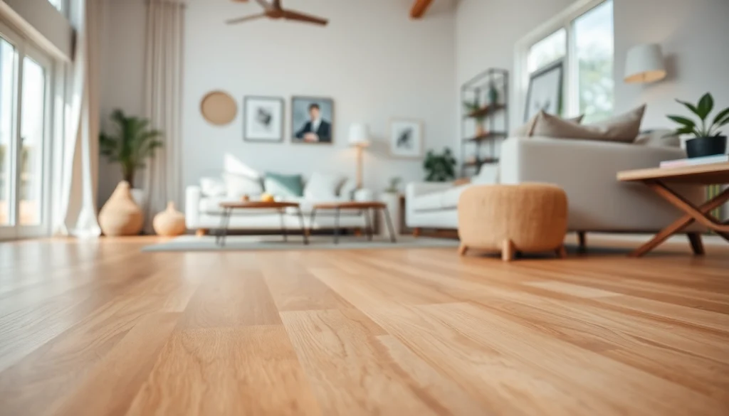 Showcasing vinyl flooring options in a stylish living room setting with natural textures.