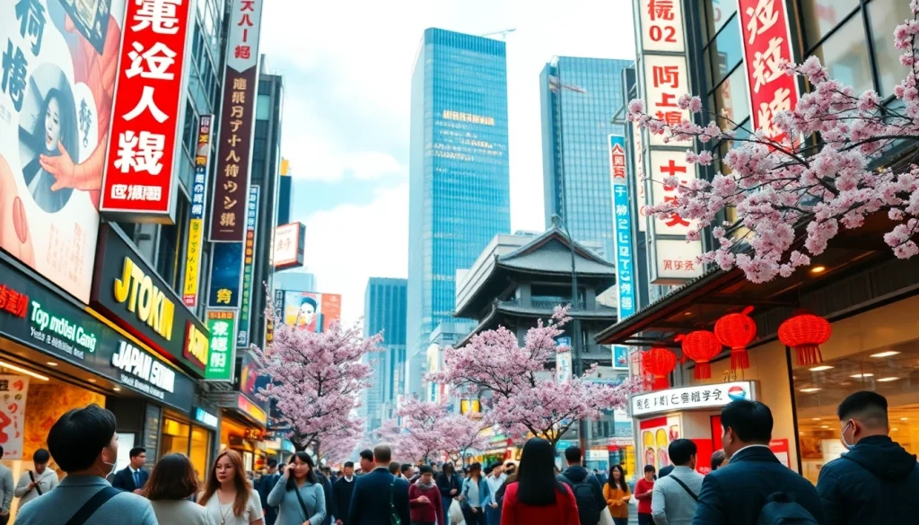 日本のトレンドトピックを象徴する東京の賑やかな街並みを捉えた画像