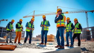 Boost your skills with construction training as workers focus on hands-on techniques at a lively construction site.