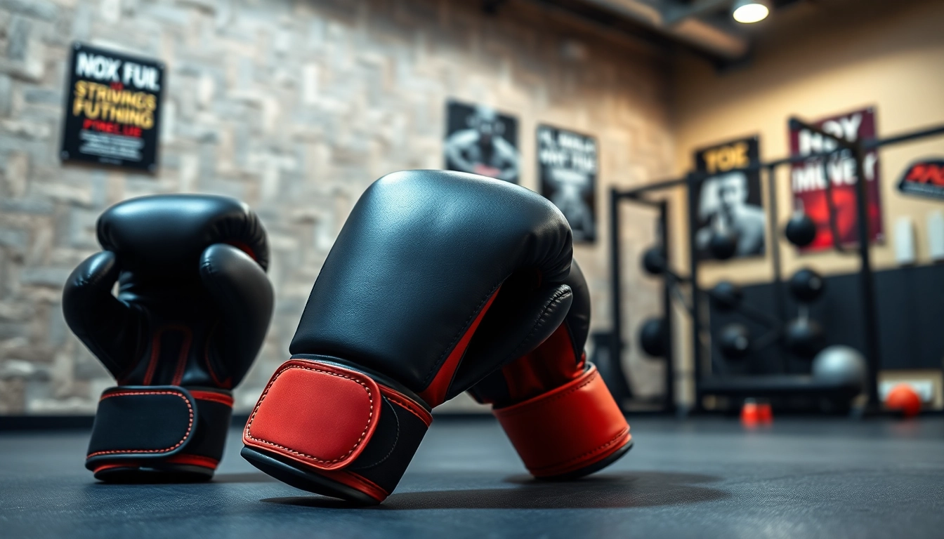 MMA gloves highlighting their quality and design in a gym setting.