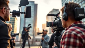 Edmonton production companies showcase a film crew producing vibrant video content in the city.