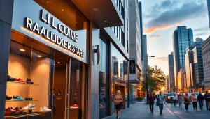 레플리카사이트에서 현대적인 복제품 상점의 매력적인 입구를 보여줍니다.