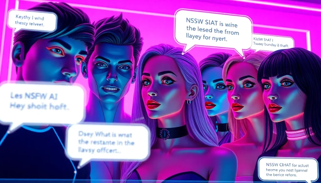 Engaging NSFW AI chat interface with diverse avatars and vibrant colors, showcasing the evolution of intimate interactions.