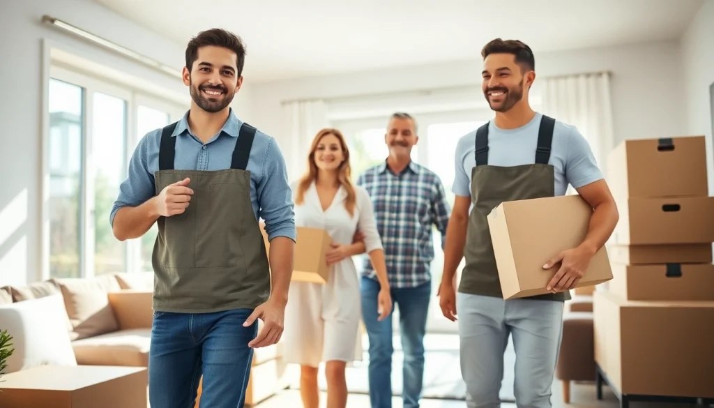 Canadian movers assisting a family, showcasing teamwork and professionalism during relocation.
