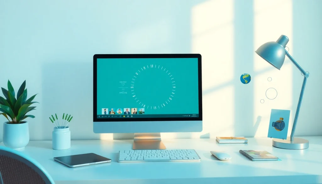 Crop image in circle with a user-friendly tool showcasing a digital workspace.