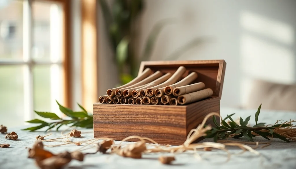 Check out premium delta 8 prerolls displayed elegantly in a rustic setting.
