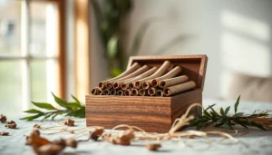 Check out premium delta 8 prerolls displayed elegantly in a rustic setting.