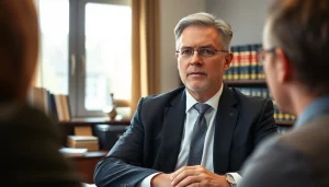 Personal Injury Lawyer in Grand Junction consulting with a client in a professional office.