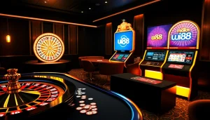 Experience the excitement of uu88 with vibrant casino visuals of roulette and poker.
