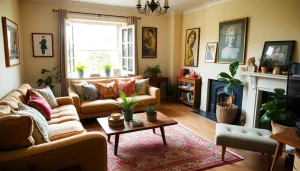 Discovering content ideas on a UK Lifestyle Blog with a warm and inviting living room.