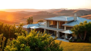 Showcasing Custom residential architecture services with a stunning modern home design surrounded by nature.