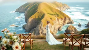 Big Sur wedding photographer capturing a couple's romantic vows on the stunning coastline.