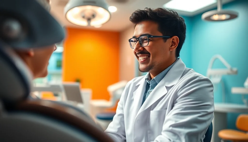 Engaging orthodontist near me providing a consultation in a bright, modern clinic.