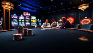 Experience excitement at open88 com with high-stakes poker gameplay at a luxury casino table.