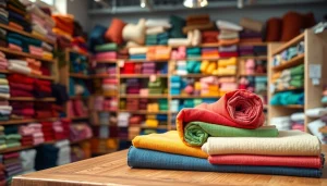 Katoen stof kopen in kleurrijke stoffenwinkel met uitnodigende presentatie