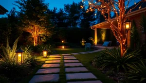 Tuinverlichting verlichting tuin en pad in een sfeervolle setting.